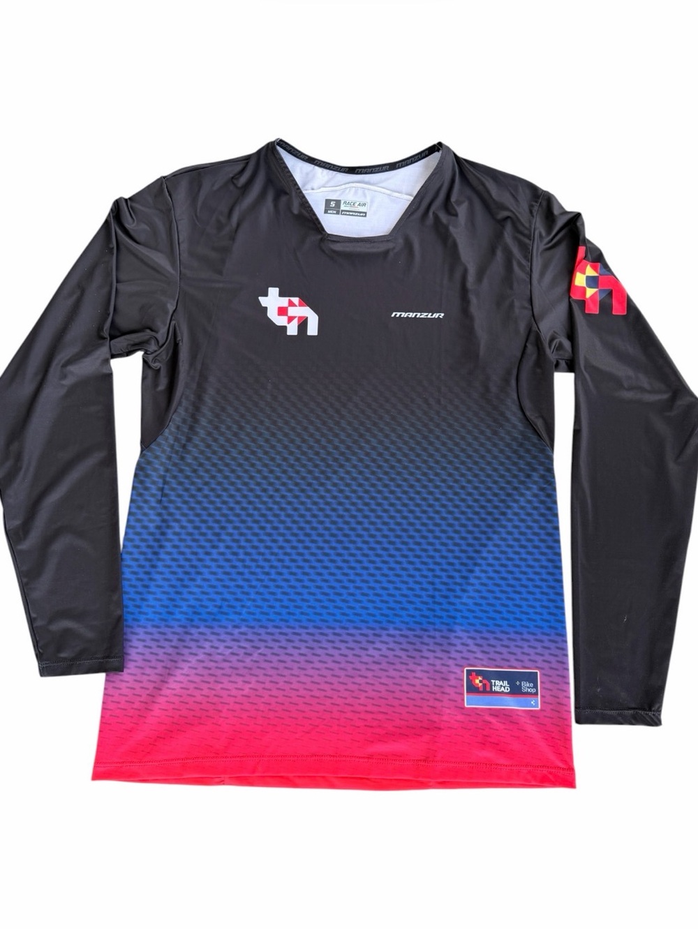 Manzur MTB Jersey Mens Gradient Long Sleeve Jersey - Black, Blue, Pink